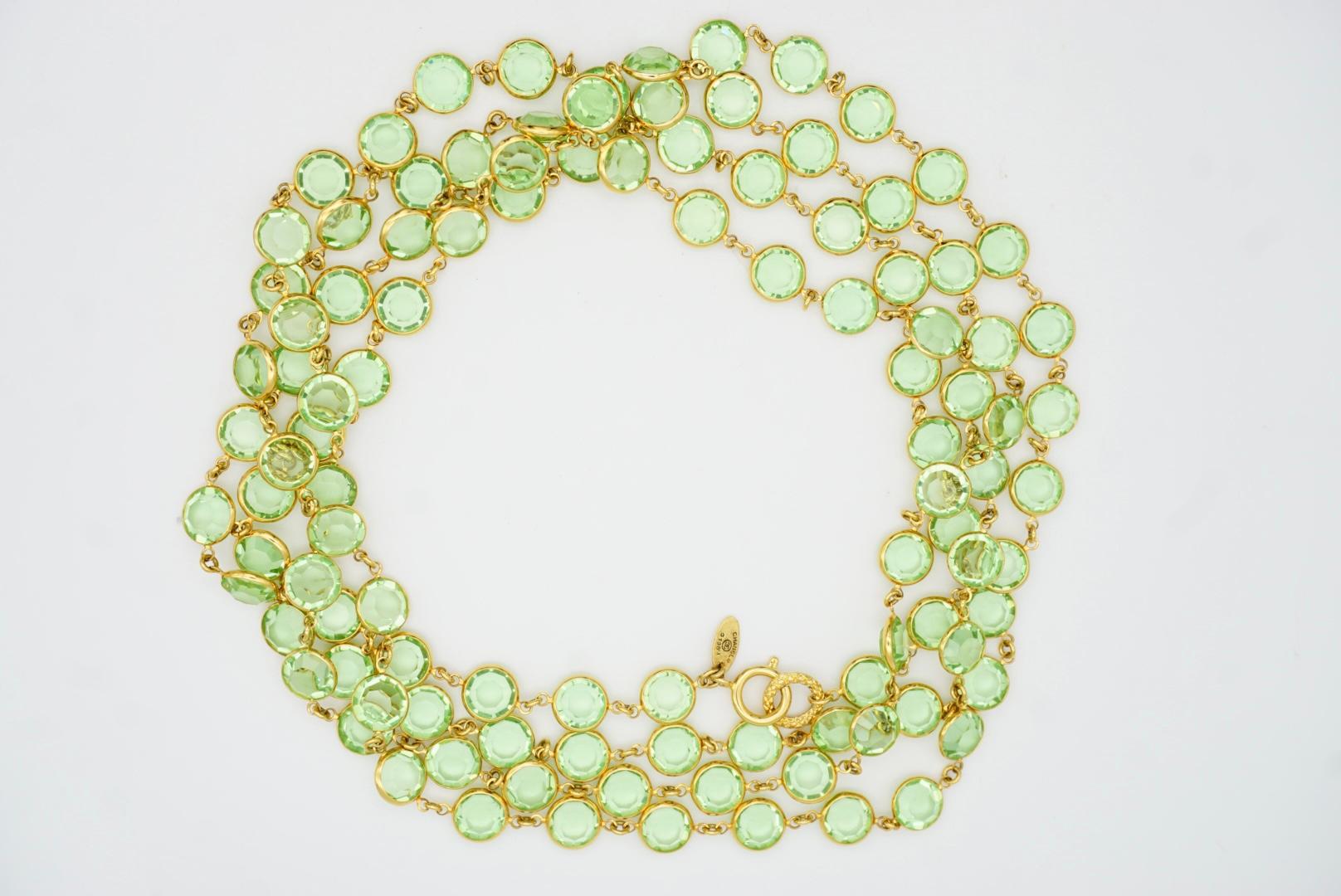 Chanel Vintage 1984 Extra lange Smaragd Kreis Kristalle Lünette Sautoir Halskette im Angebot 6