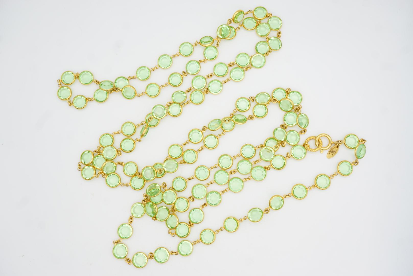 Chanel Vintage 1984 Extra lange Smaragd Kreis Kristalle Lünette Sautoir Halskette im Angebot 7