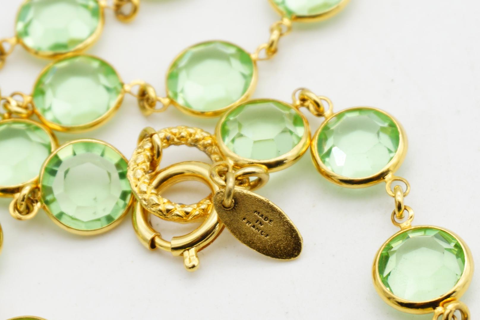 Chanel Vintage 1984 Extra lange Smaragd Kreis Kristalle Lünette Sautoir Halskette im Angebot 9