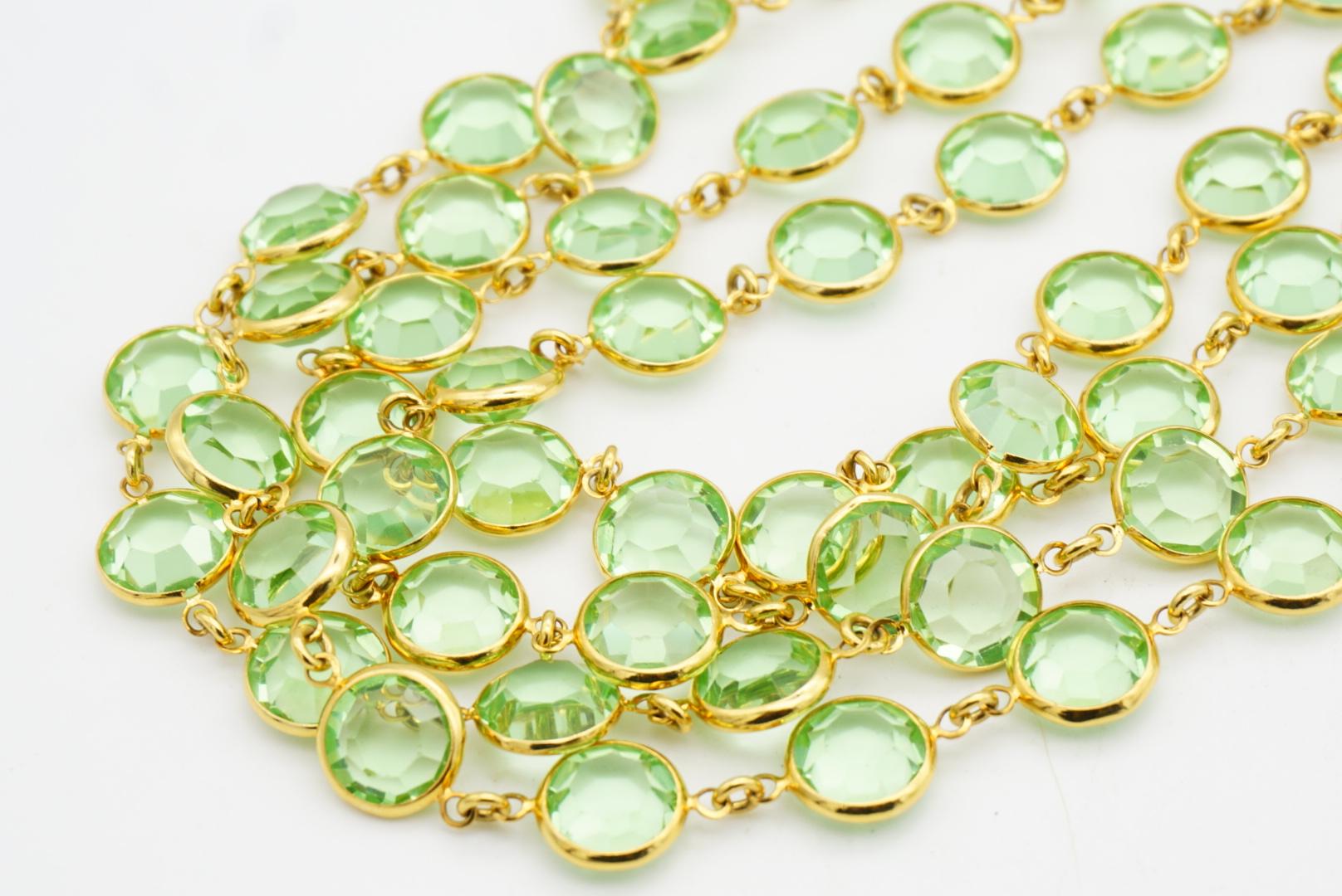 Chanel Vintage 1984 Extra lange Smaragd Kreis Kristalle Lünette Sautoir Halskette im Angebot 10