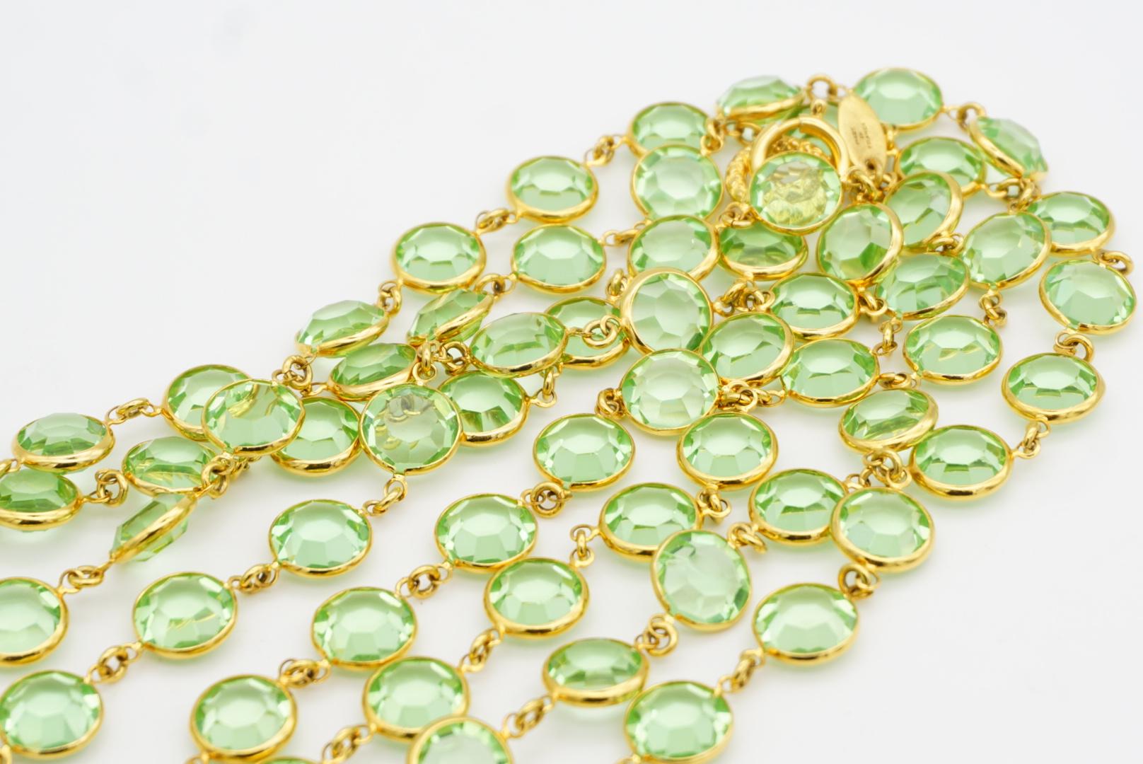 Chanel Vintage 1984 Extra lange Smaragd Kreis Kristalle Lünette Sautoir Halskette im Angebot 11