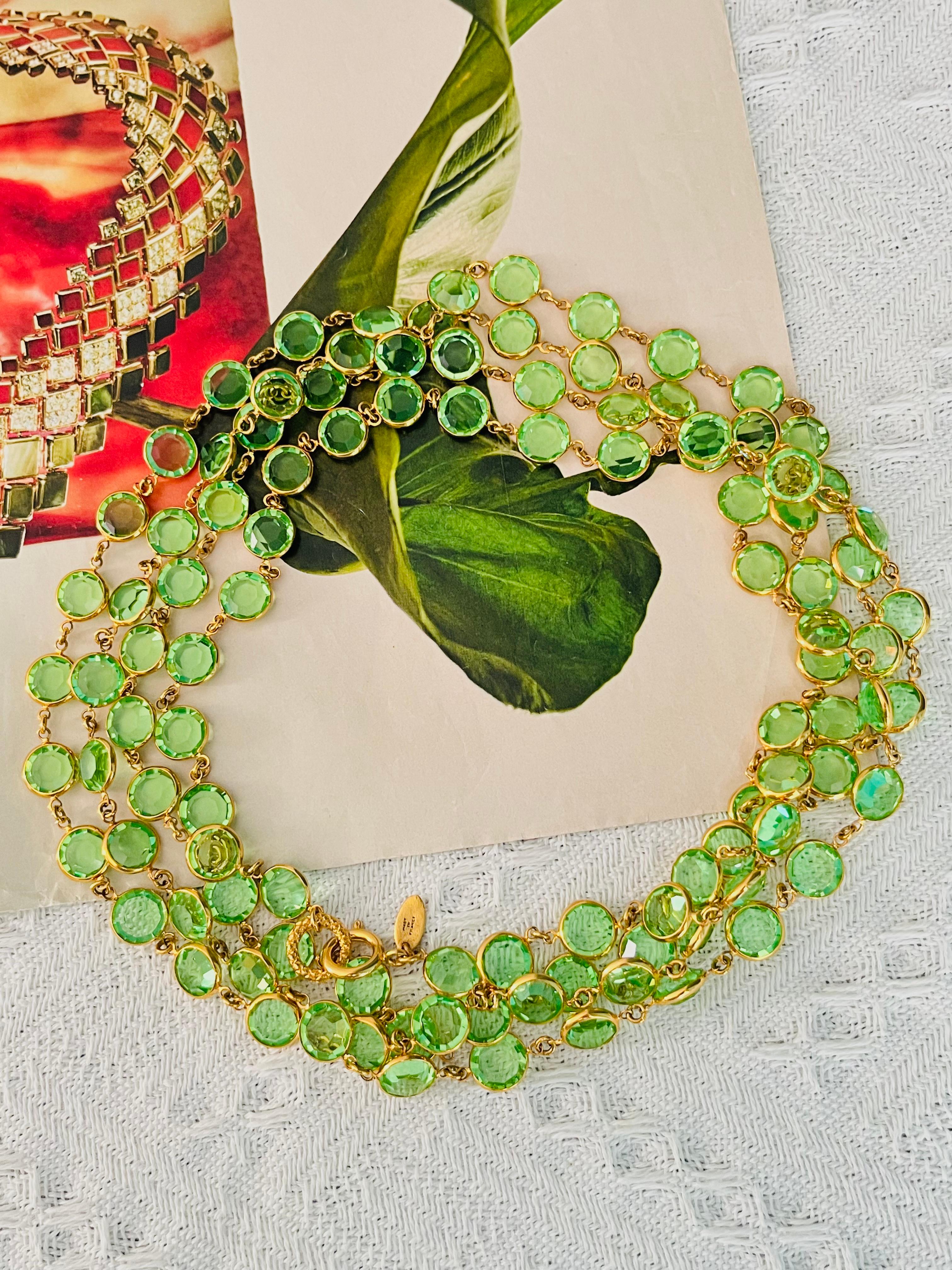 Chanel Vintage 1984 Extra lange Smaragd Kreis Kristalle Lünette Sautoir Halskette (Art nouveau) im Angebot