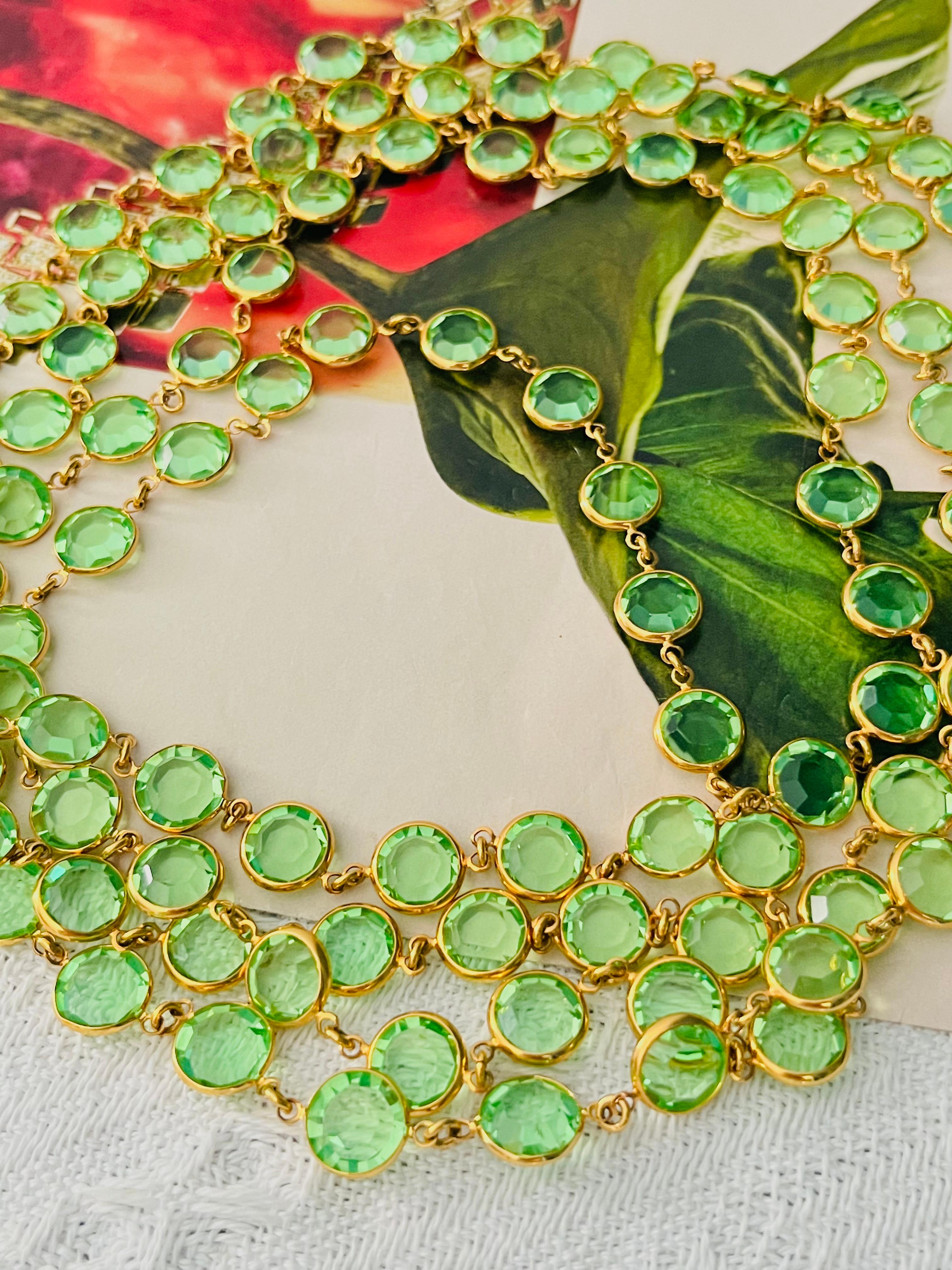 Chanel Vintage 1984 Extra lange Smaragd Kreis Kristalle Lünette Sautoir Halskette für Damen oder Herren im Angebot