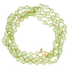 Chanel Vintage 1984 Extra Long Emerald Circle Crystals Bezel Sautoir Necklace
