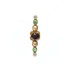 CHANEL Vintage 1985 gold gripoix pearl crystal jewel pin brooch
