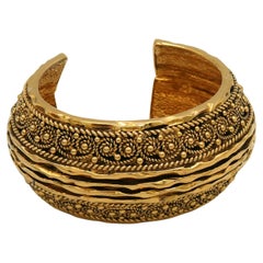 CHANEL Vintage 1985 Gold Toned Byzantine Cuff Bracelet