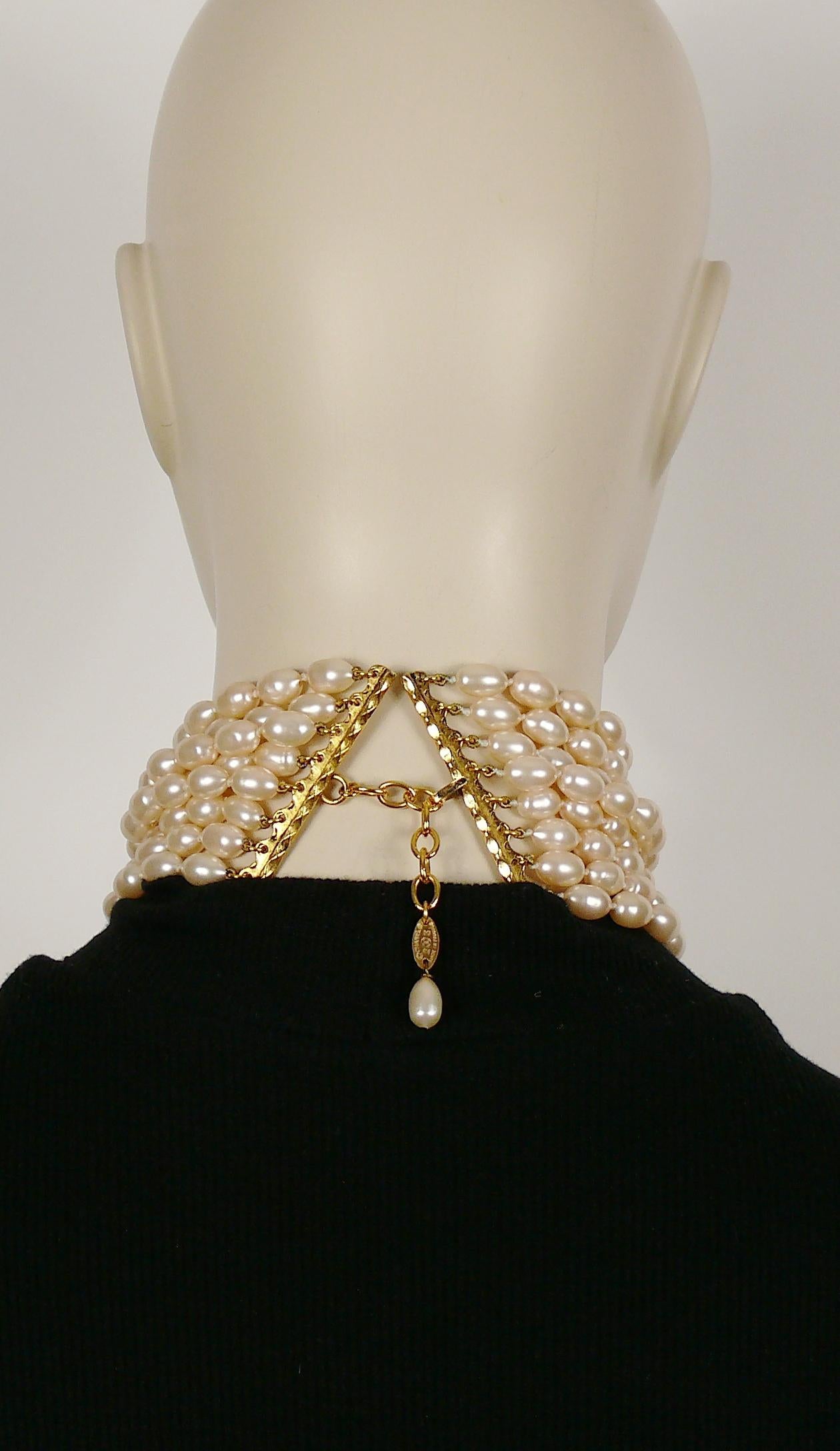 Chanel Vintage 1988 Classic Multi Strand Pearl Choker Necklace 5