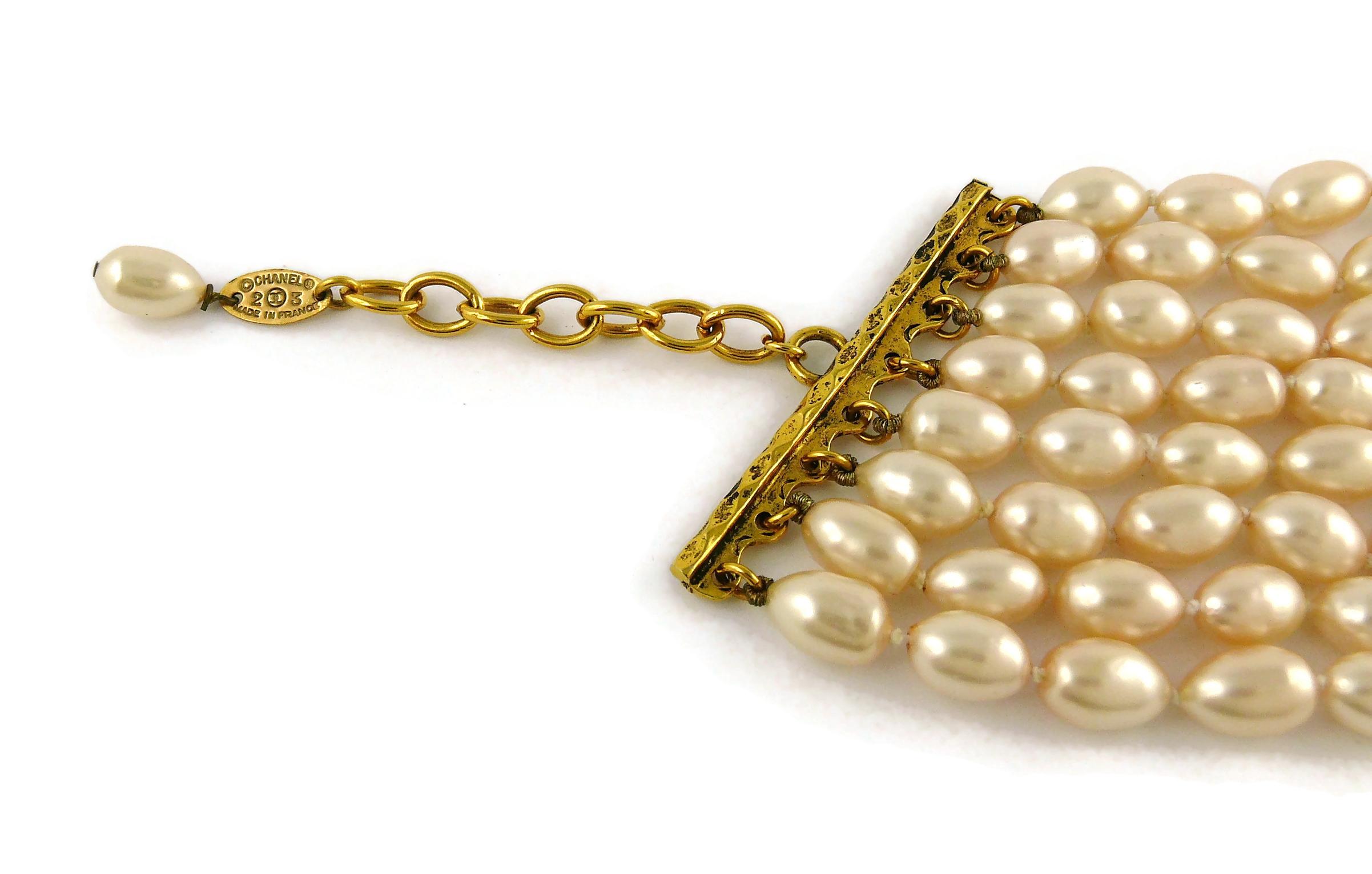 Chanel Vintage 1988 Classic Multi Strand Pearl Choker Necklace 6