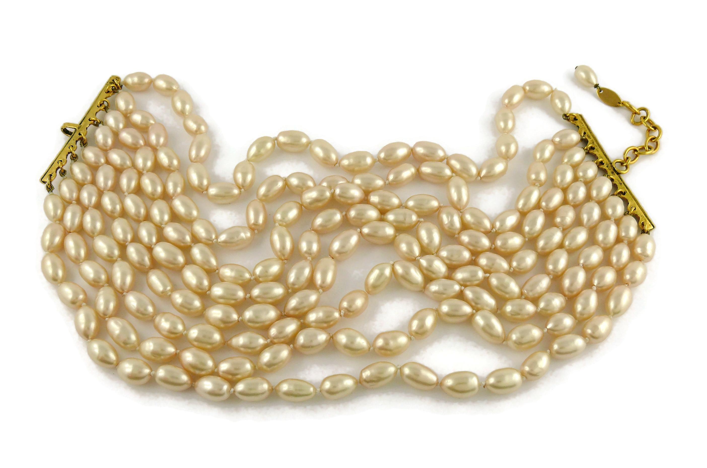 Chanel Vintage 1988 Classic Multi Strand Pearl Choker Necklace 7