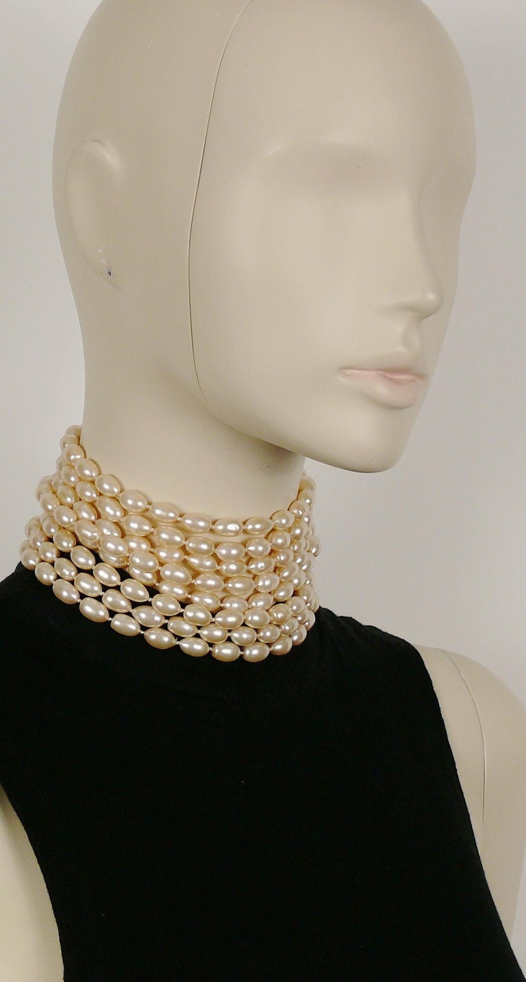 Chanel Vintage 1988 Classic Multi Strand Pearl Choker Necklace
