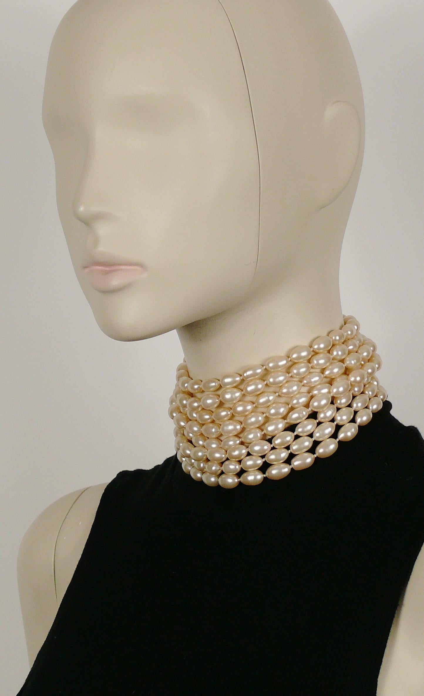 Chanel Vintage 1988 Classic Multi Strand Pearl Choker Necklace 2