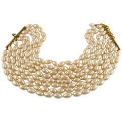 Chanel Vintage 1988 Classic Multi Strand Pearl Choker Necklace