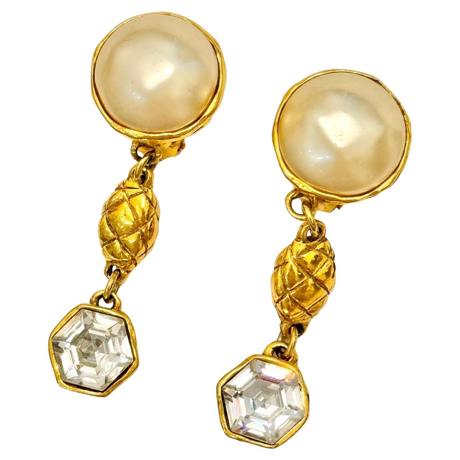 Chanel vintage 1988 clip on baumeln ohrringe im Angebot