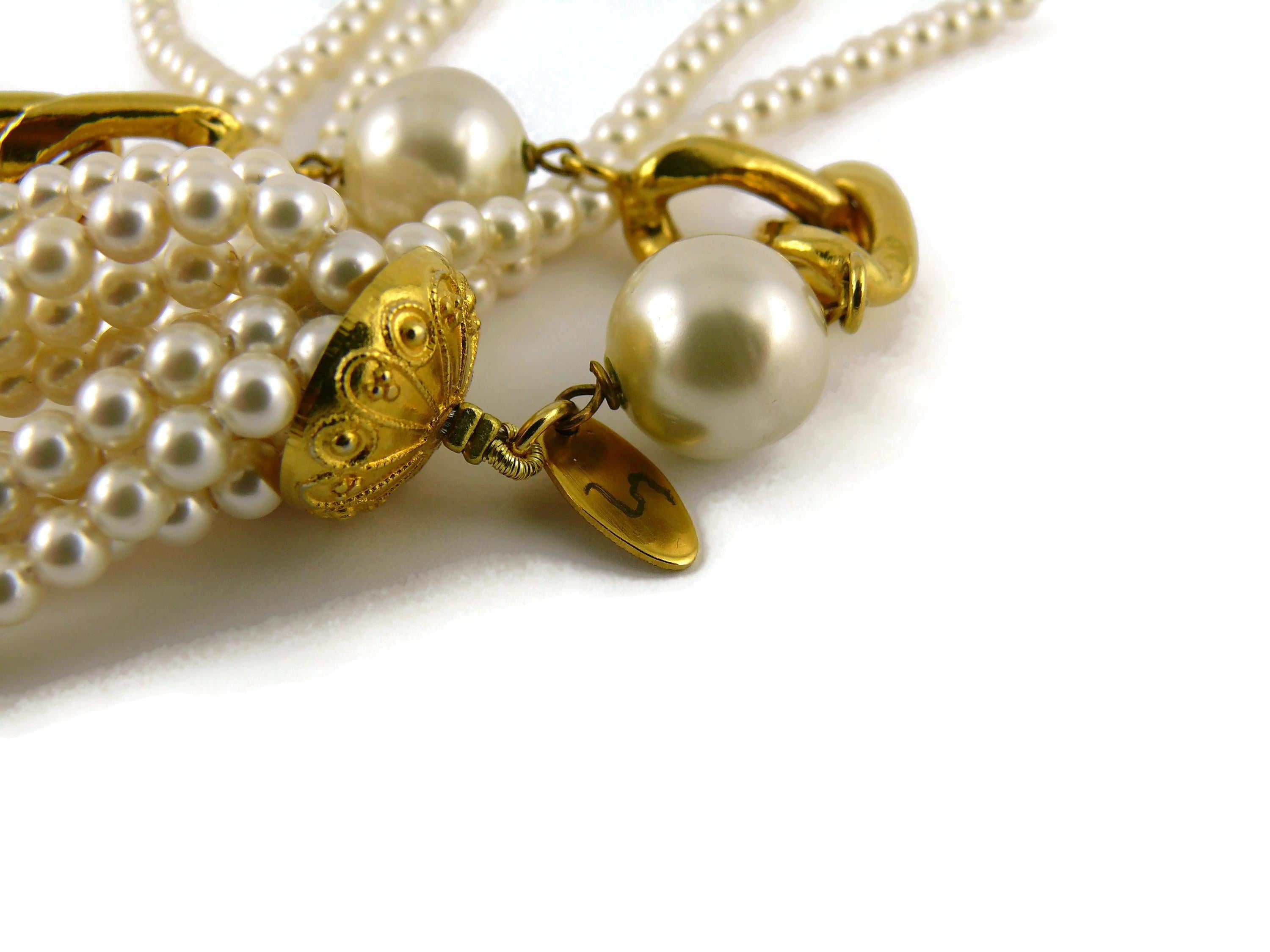 Cintura a catena con nappe di perle Chanel Vintage 1988 in vendita 7