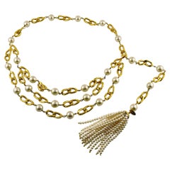 Chanel Signature Pearl Tassel Belt Necklace – Recess