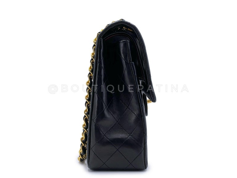 Chanel Vintage 1989 Black Tall Medium Classic Double Flap Bag 24k GHW 67230  For Sale at 1stDibs