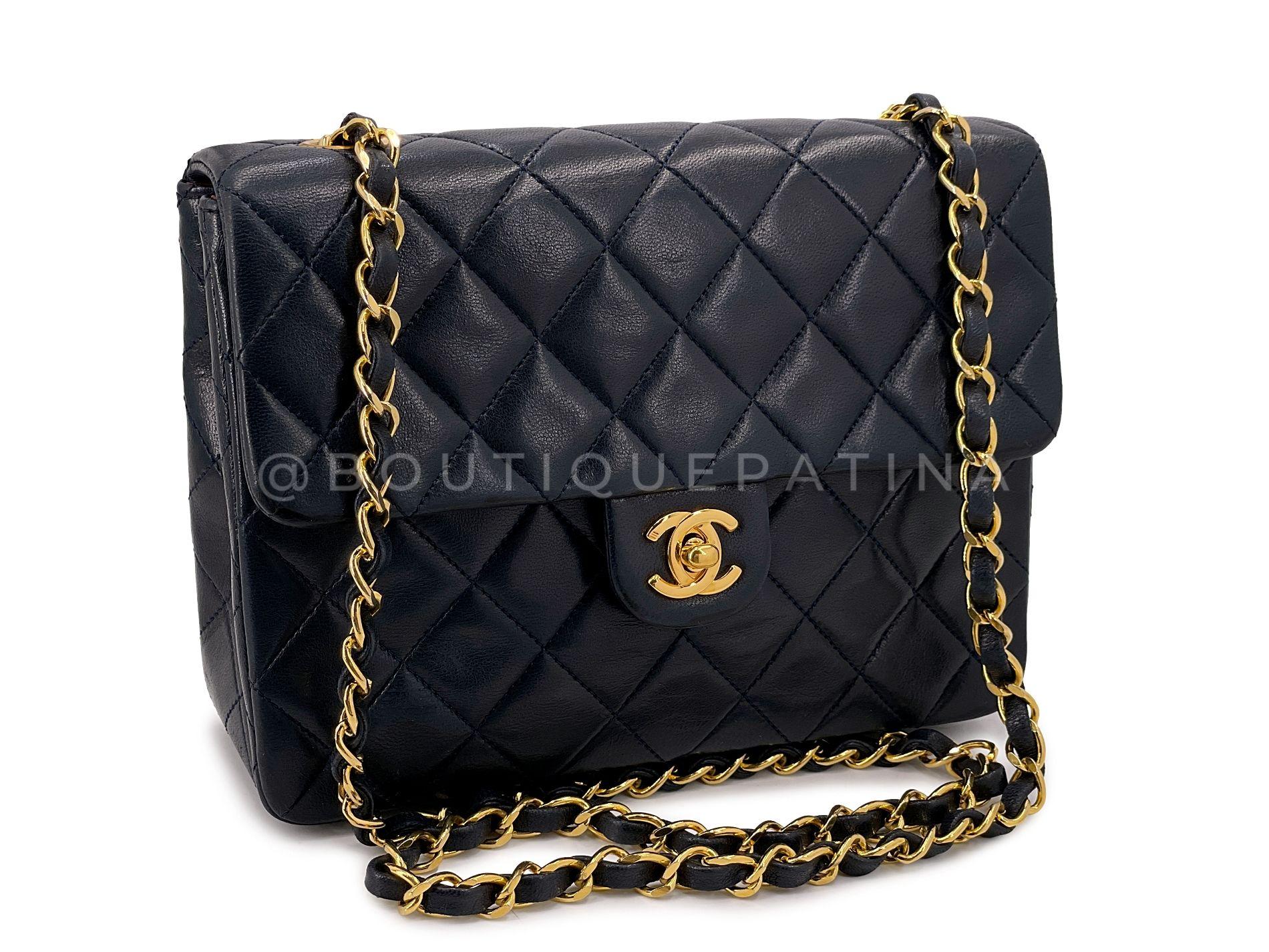 Store item: 67940
Vintage classic Chanel bags are known for their petal-soft lambskin, 24k gold plated hardware and sturdy craftsmanship.
A slightly wider version of the Chanel Classic Vintage Square Mini flap, this bag has the width of a