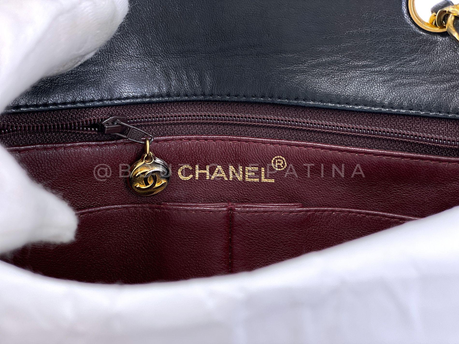 Chanel Vintage 1990 Black Mini Flap Bag Classic Lambskin 20cm 24k GHW 68111 7