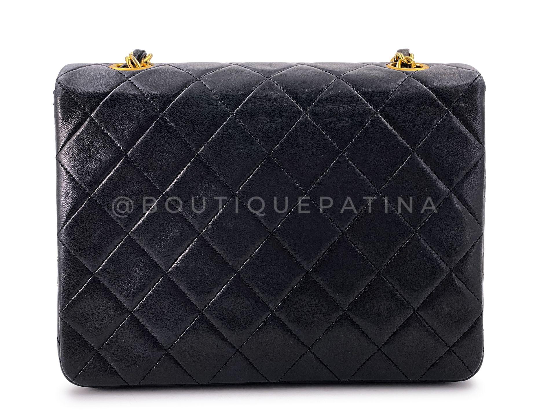 Chanel Vintage 1990 Black Mini Flap Bag Classic Lambskin 20cm 24k GHW 68111 1