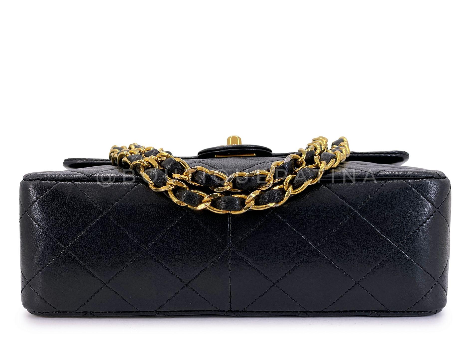Chanel Vintage 1990 Black Mini Flap Bag Classic Lambskin 20cm 24k GHW 68111 2
