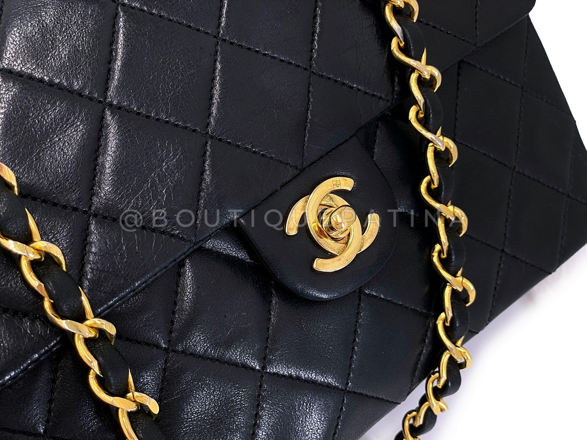Chanel Vintage 1990 Black Mini Flap Bag Classic Lambskin 20cm 24k GHW 68111 4