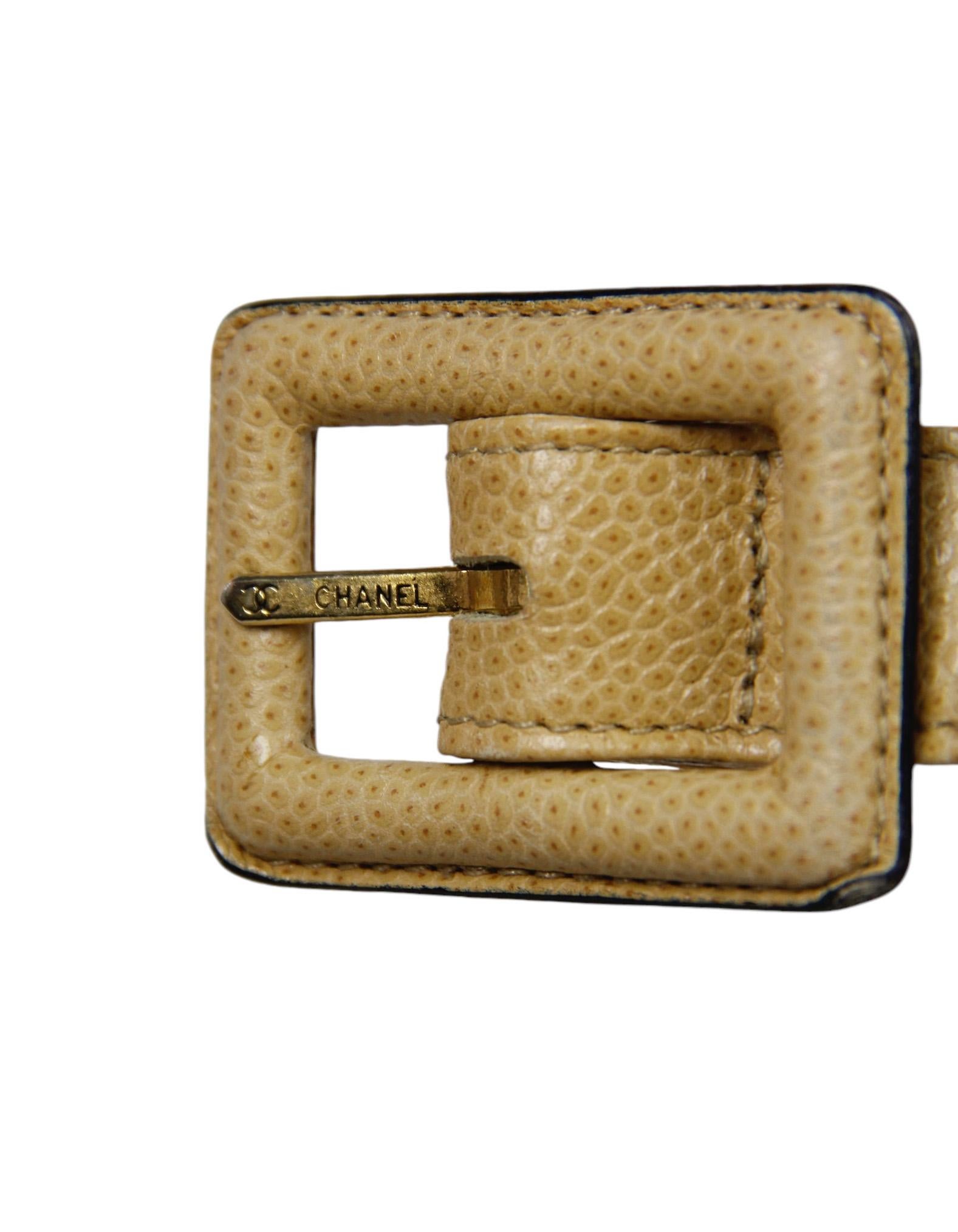 Chanel Vintage 1990s Beige Caviar Leather Quilted Belt Bag sz 85/34