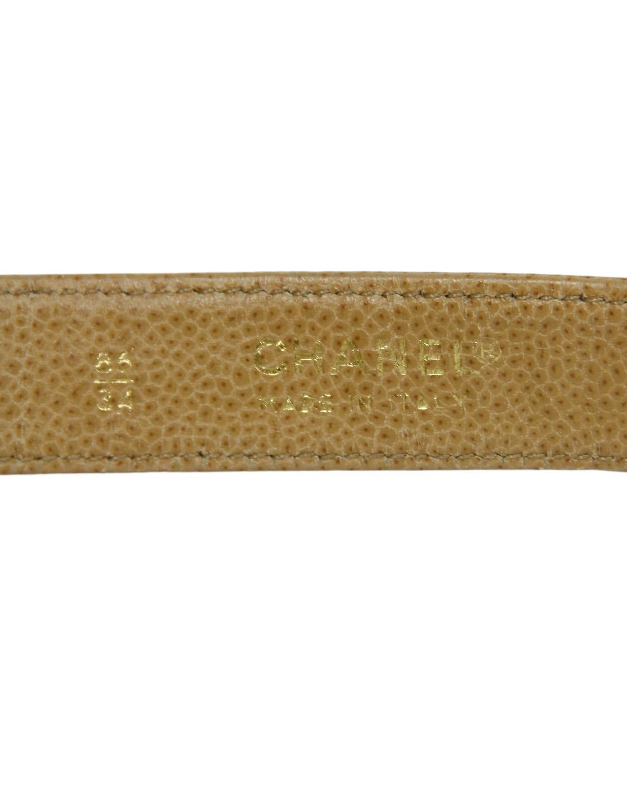 Chanel Vintage 1990s Beige Caviar Leather Quilted Belt Bag sz 85/34