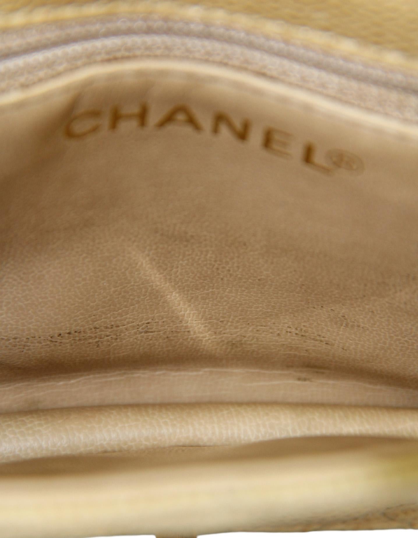 Chanel Vintage 1990s Beige Caviar Leather Quilted Belt Bag sz 85/34