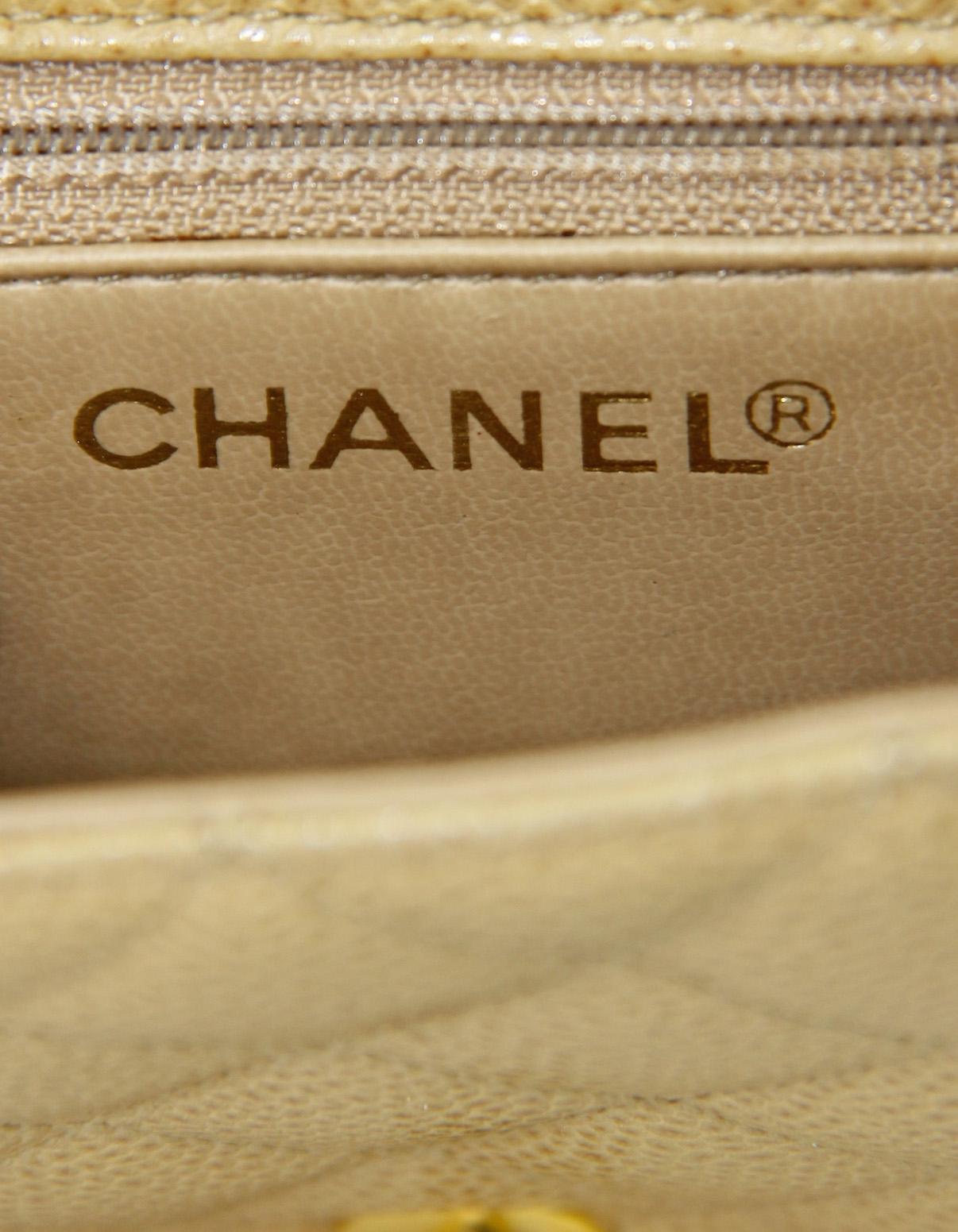 Chanel Vintage 1990s Beige Caviar Leather Quilted Belt Bag sz 85/34