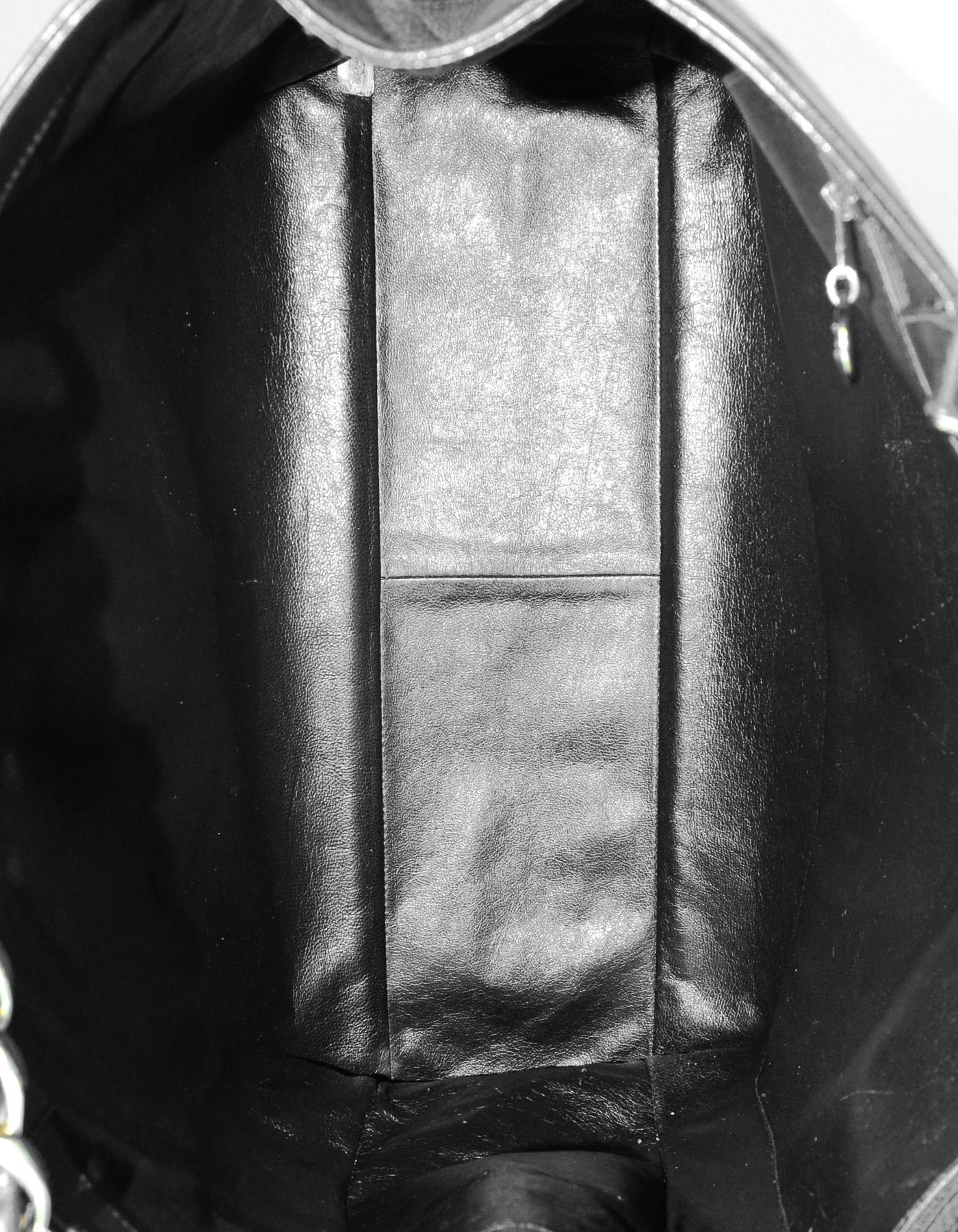 Chanel Vintage 1990s Black Lambskin Leather CC Tote Bag 6