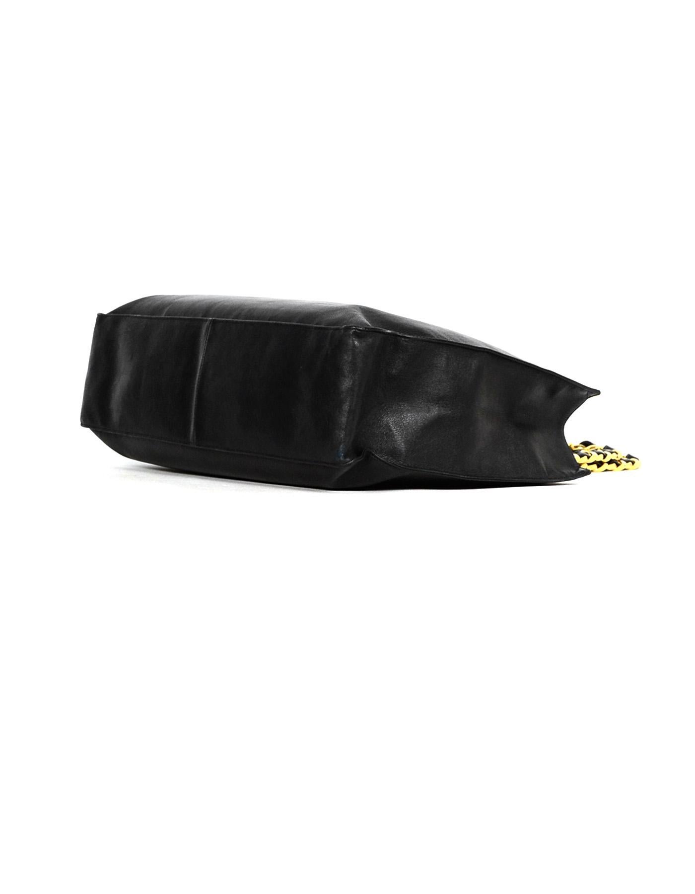 Women's Chanel Vintage 1990s Black Lambskin Leather CC Tote Bag