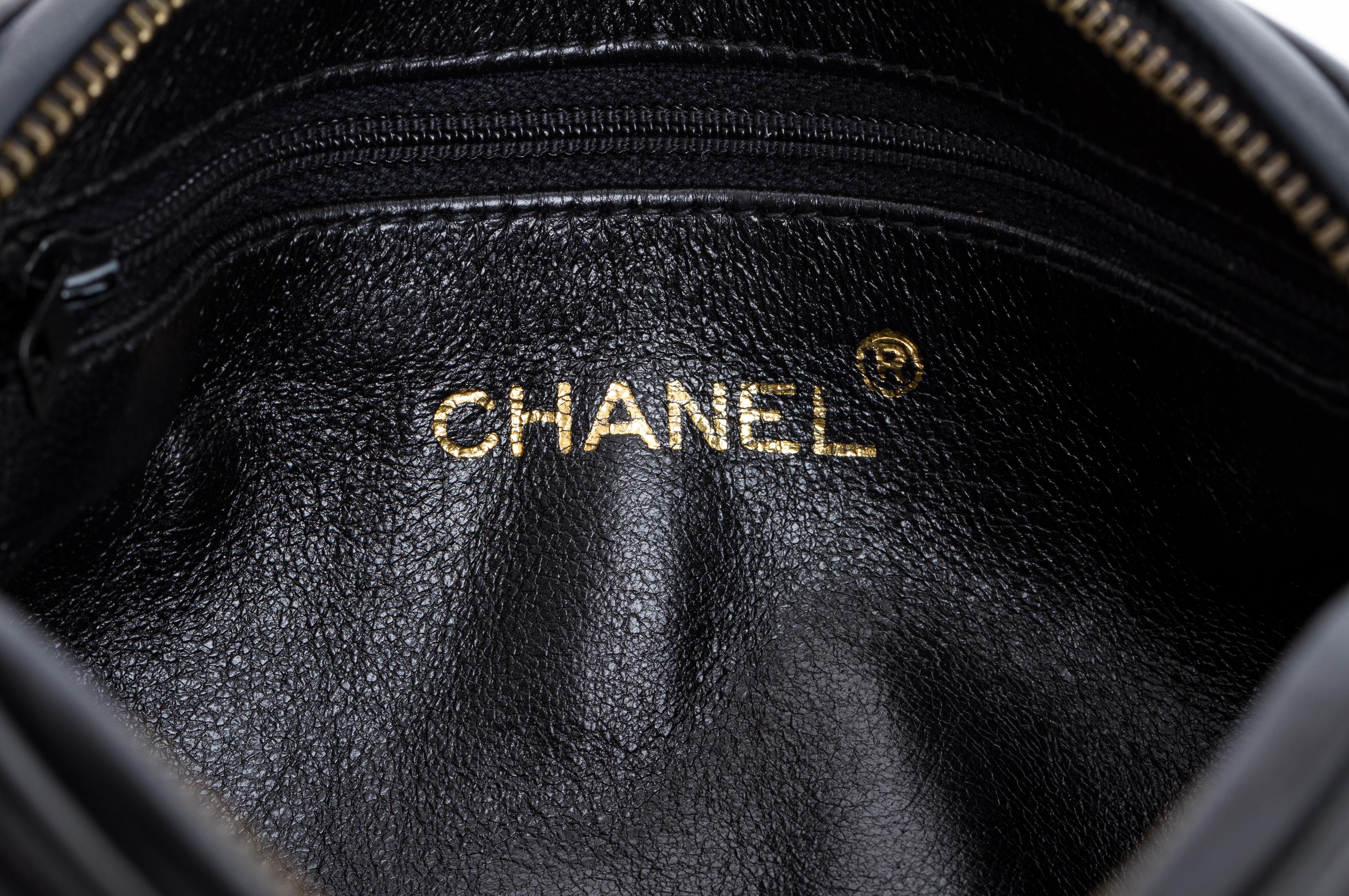 Chanel Vintage 1990's Black Leather Tassel Evening Bag 1