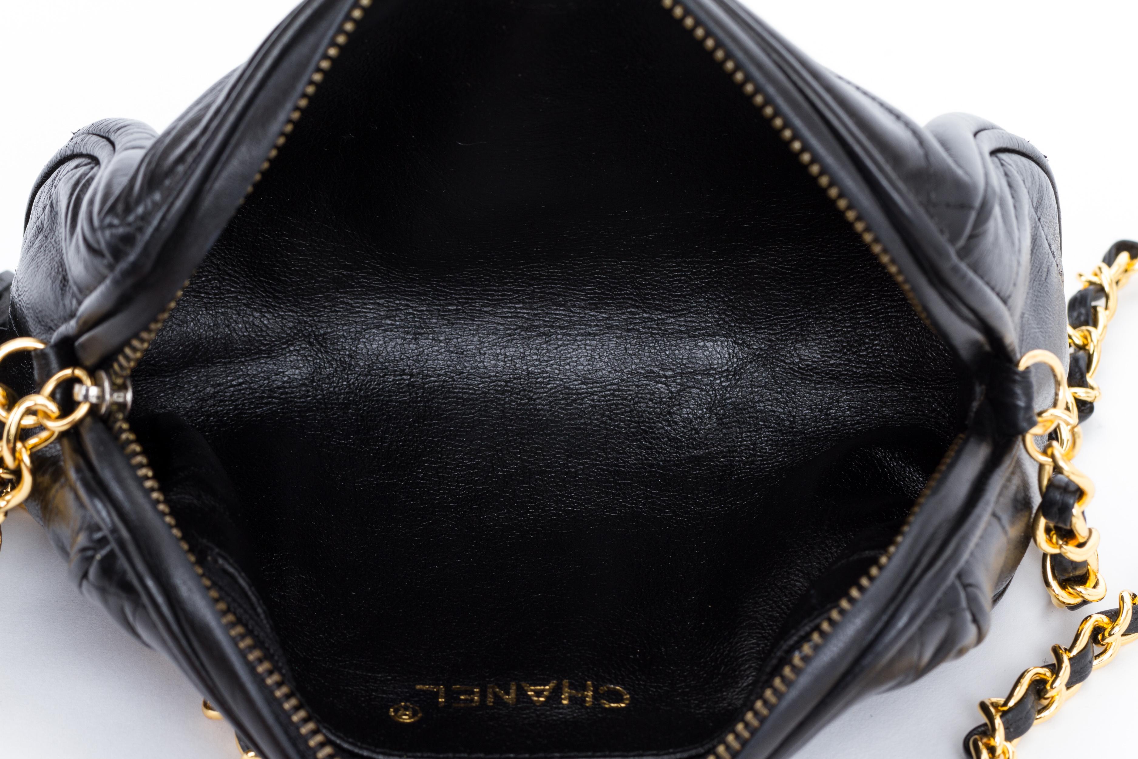 Chanel Vintage 1990's Black Leather Tassel Evening Bag 3