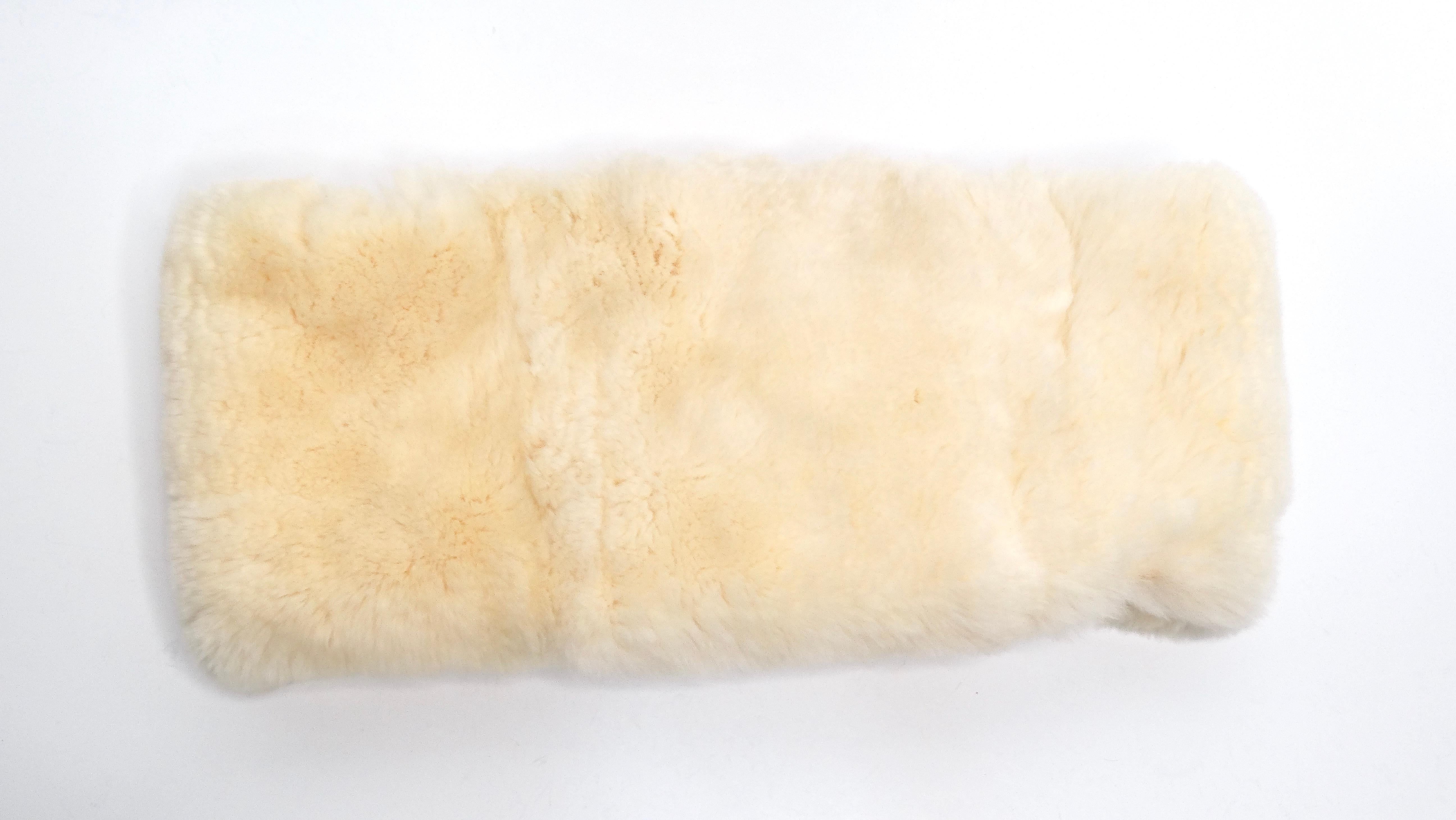 Chanel Vintage 1990s CC Lapin Fur Cream & Black Muffler 3
