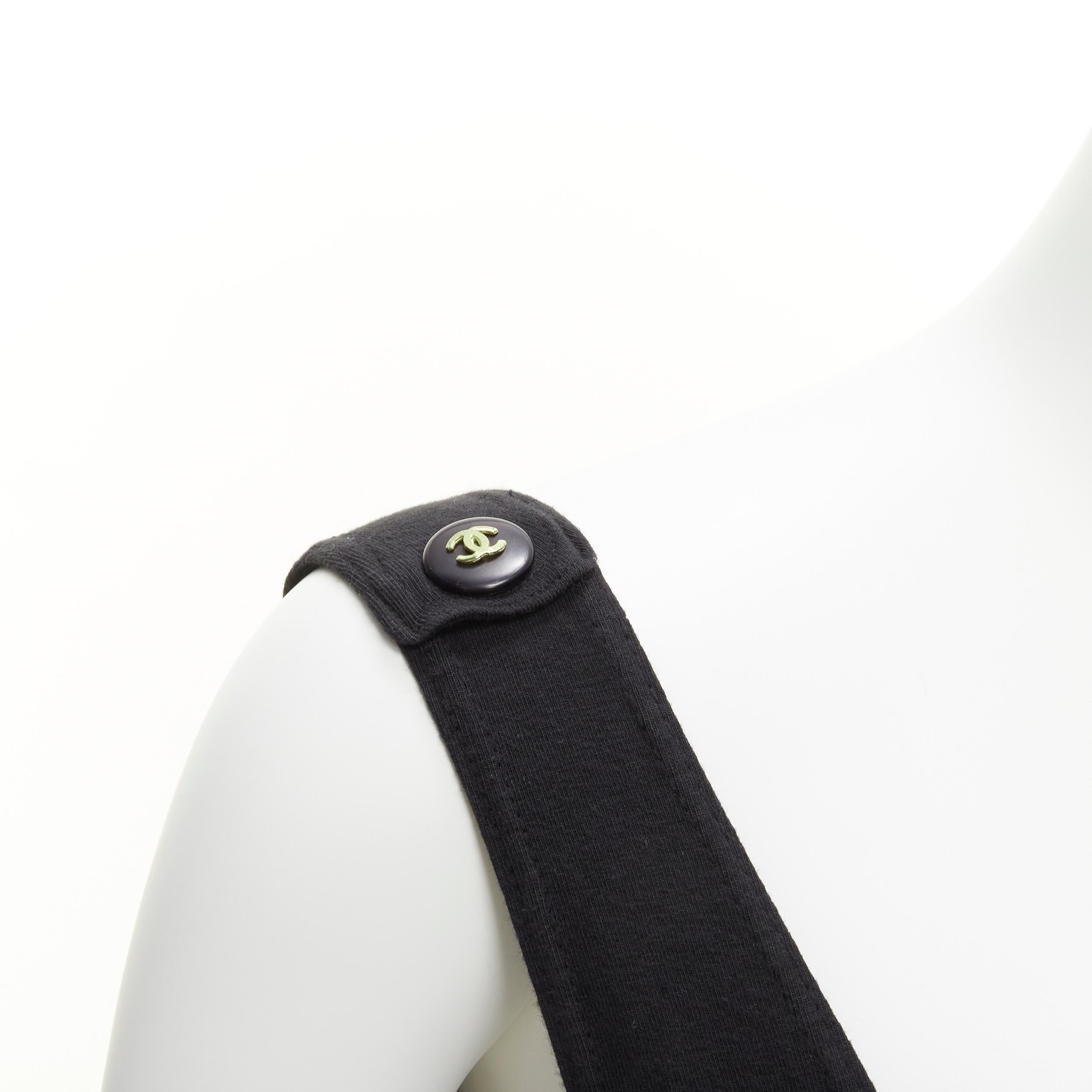 CHANEL Vintage 1990's CC logo button backless cotton jumpsuit catsuit FR38 S 2
