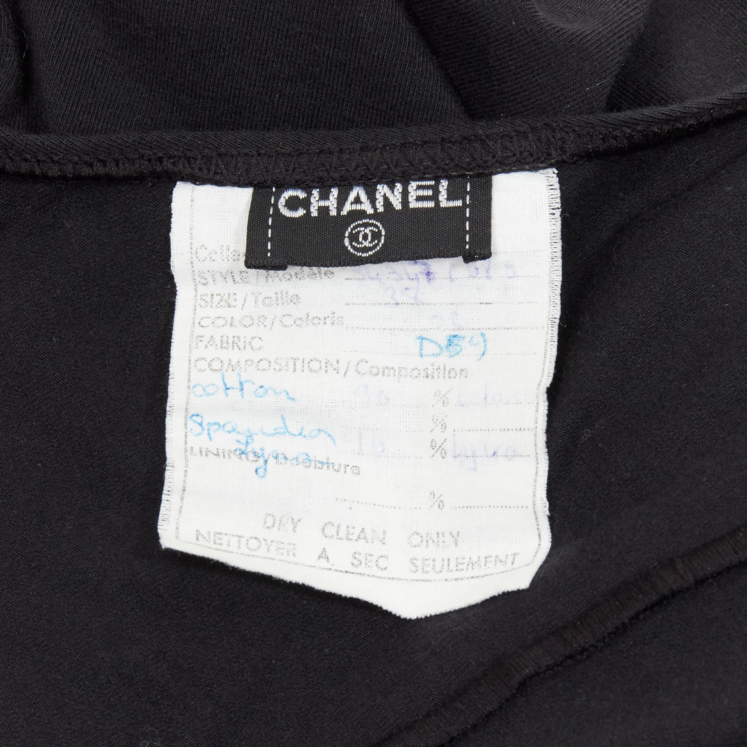 CHANEL Vintage 1990's CC logo button backless cotton jumpsuit catsuit FR38 S 5