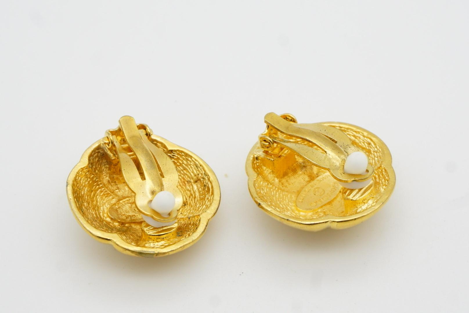Chanel Vintage 1990s Coco Crush Classic Logo CC Camellia Cross Dome Earrings For Sale 6