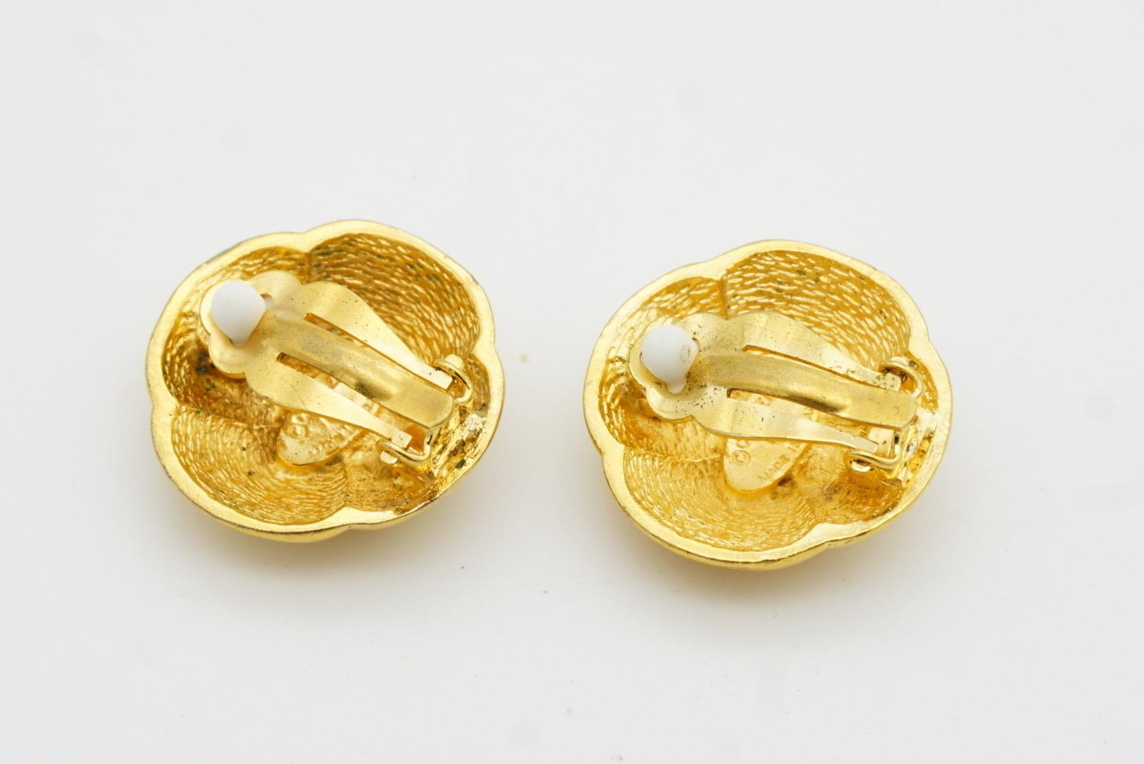 Chanel Vintage 1990s Coco Crush Classic Logo CC Camellia Cross Dome Earrings For Sale 7