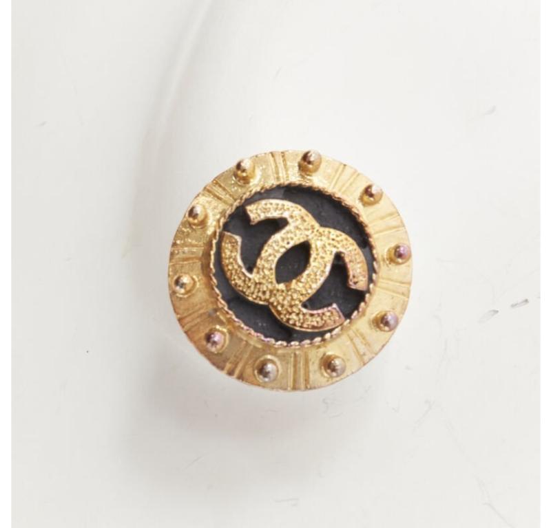 Women's CHANEL Vintage 1990's gold black CC studded clip on earrings