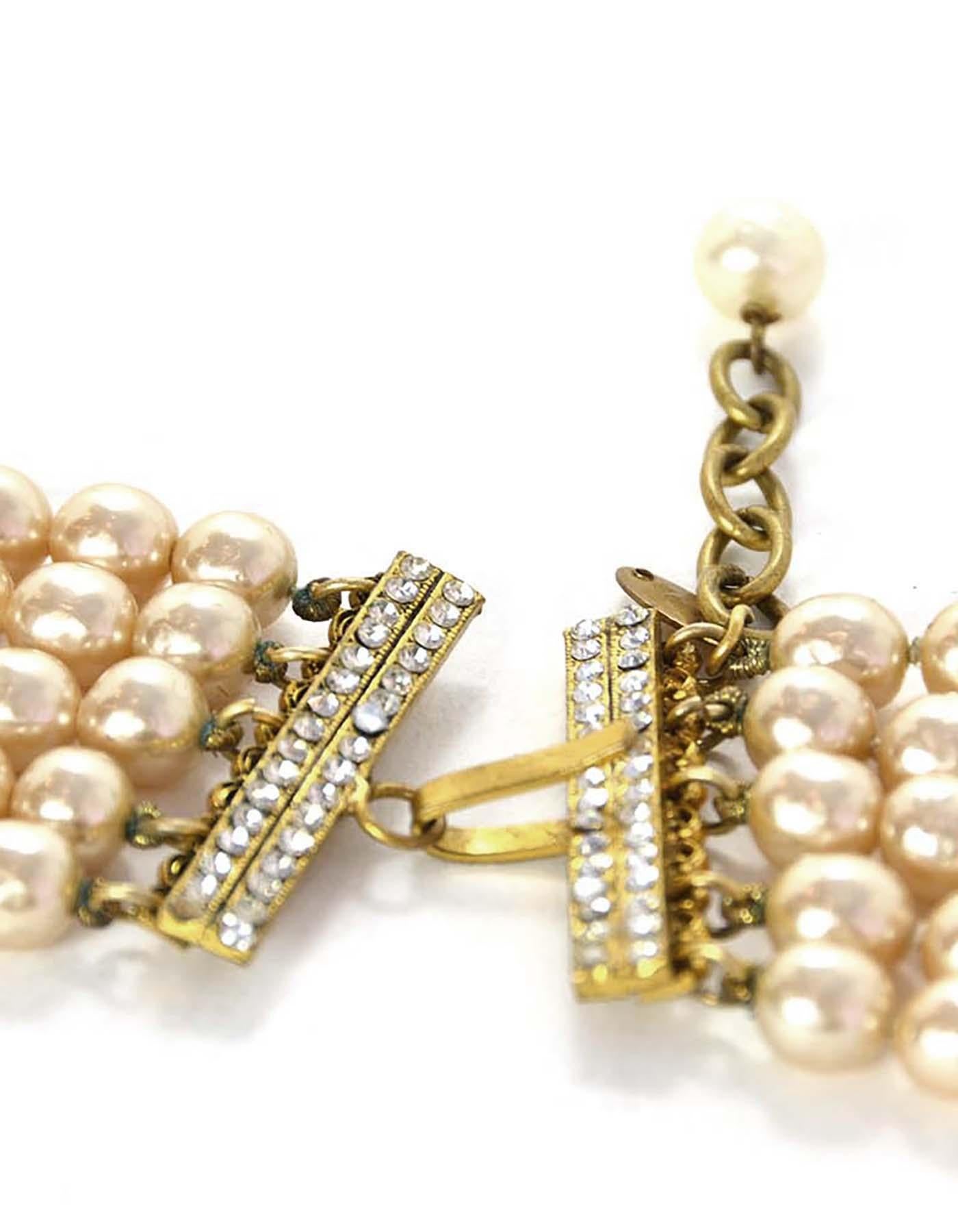 Chanel Vintage 1990s Multi-Strand Faux Pearl & Crystal Rondelle Necklace For Sale 2