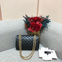 Chanel 2.55 Reissue Flap Bag Aged Calfskin Black Gold Hardware Double Flap Small