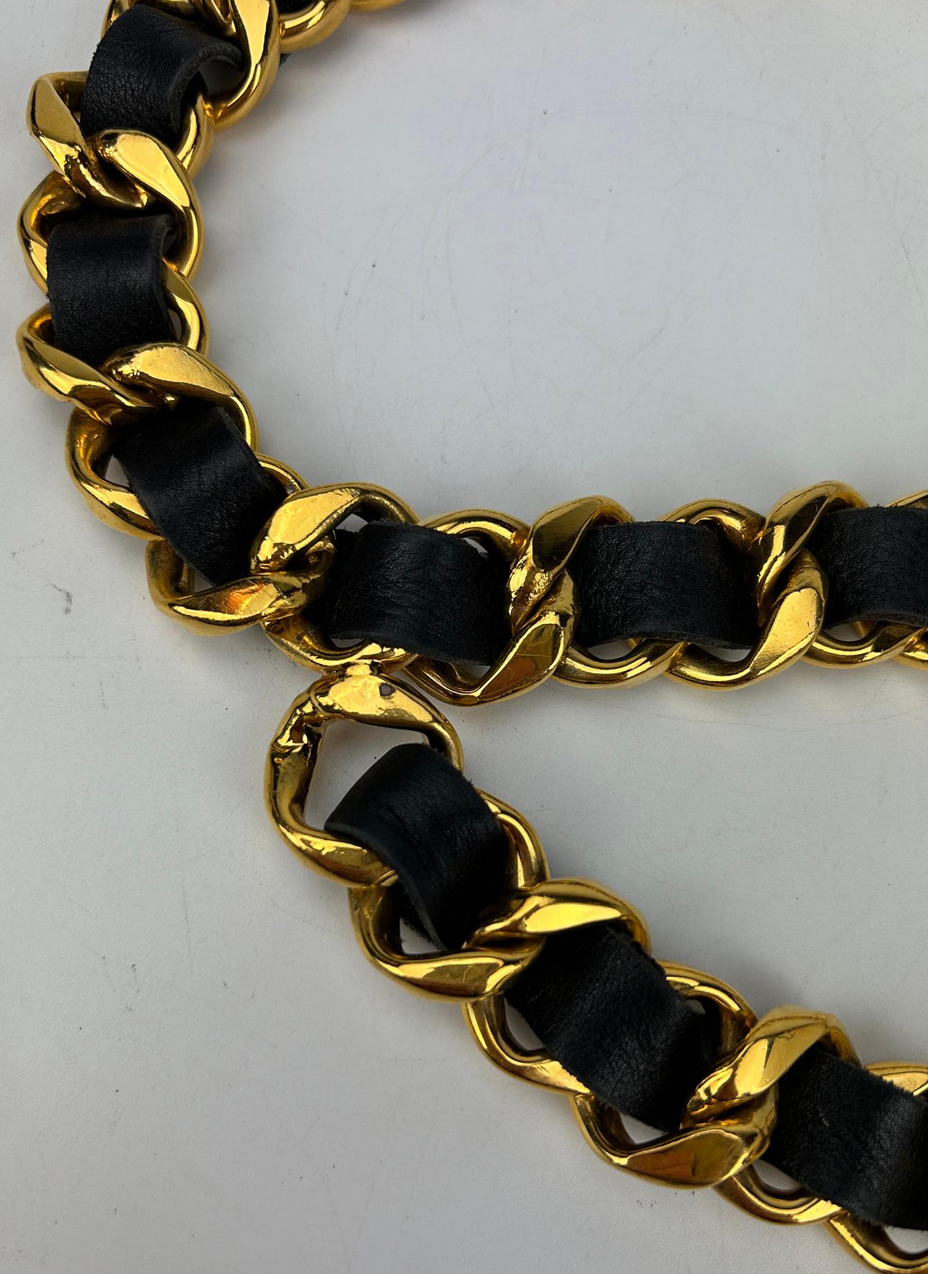Chanel Vintage 1990s Runway Iconic Double Chain Belt Necklace For Sale 2
