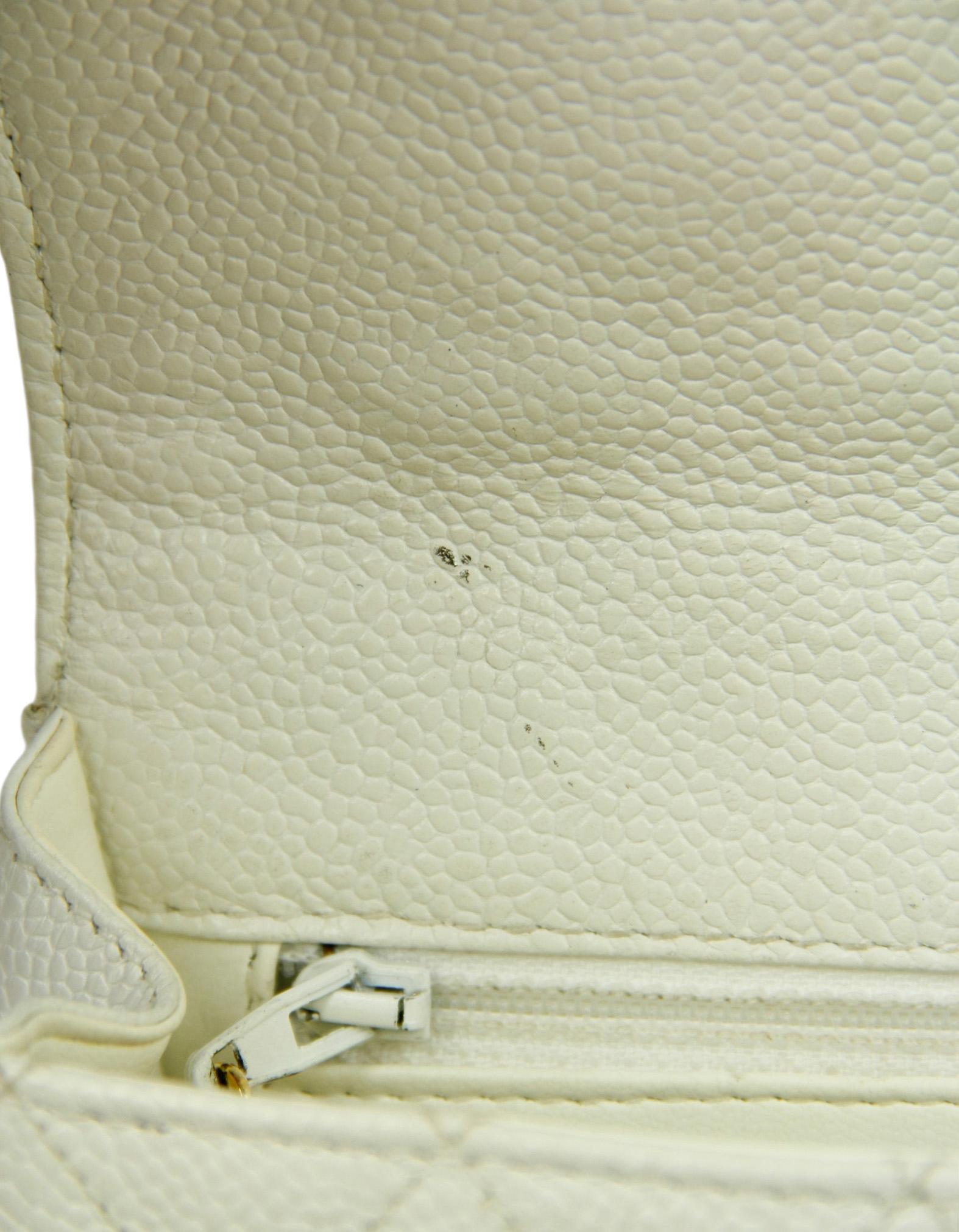 Chanel Vintage 1990s WhiteCaviar Leather Quilted Belt Bag sz 85/34