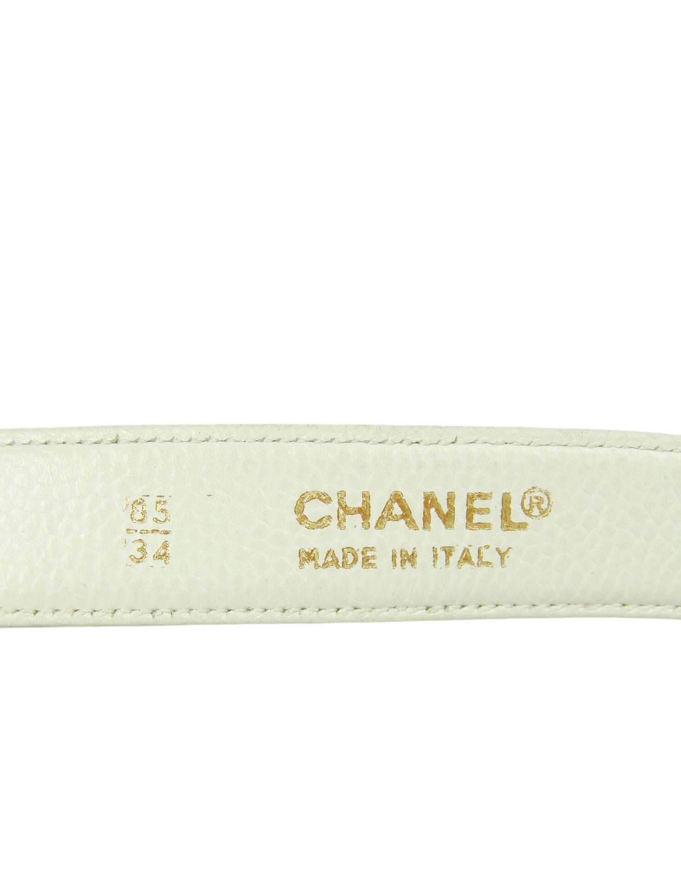 Chanel Vintage 1990s WhiteCaviar Leather Quilted Belt Bag sz 85/34