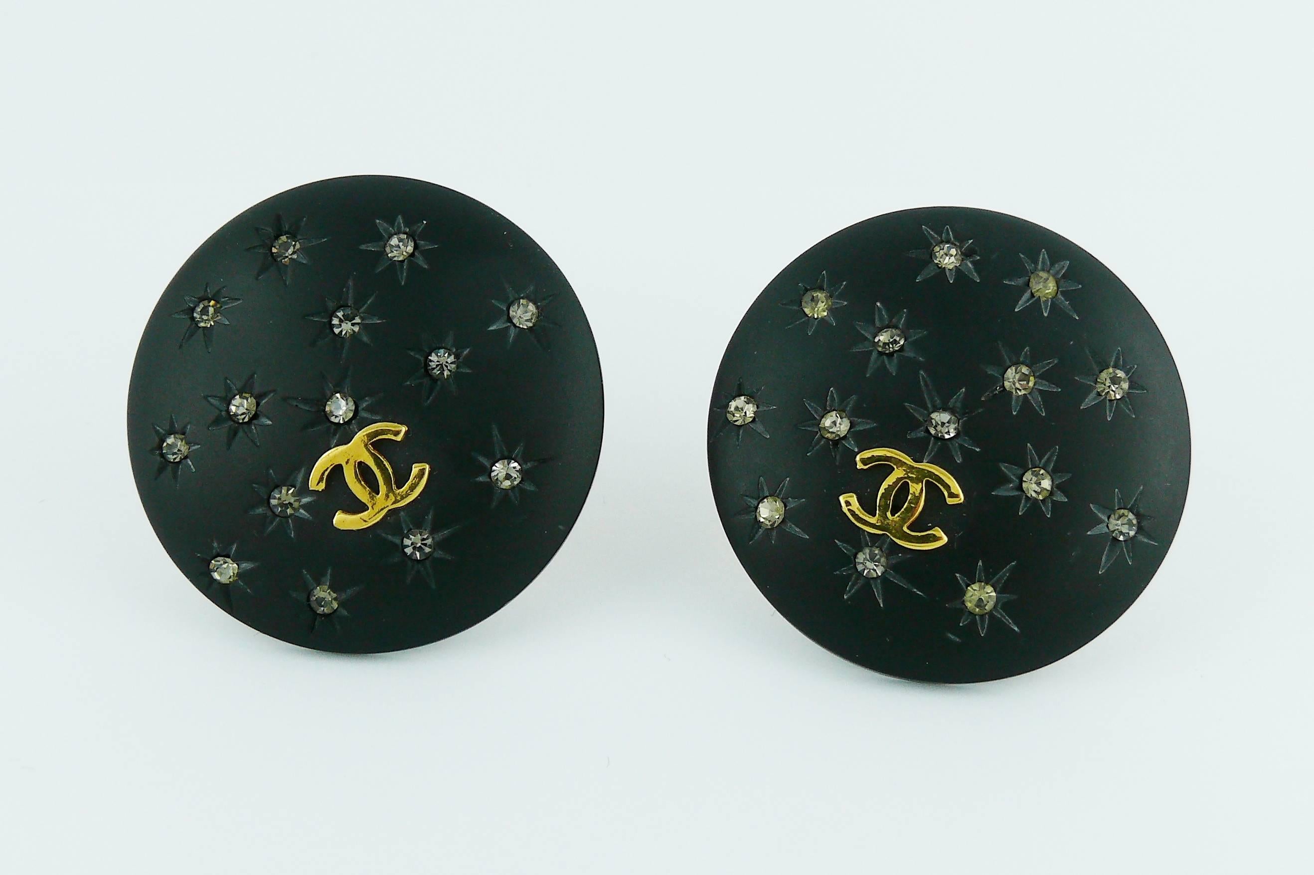 Women's Chanel Vintage Large Black Celestial Clip-On Earrings, 1991 