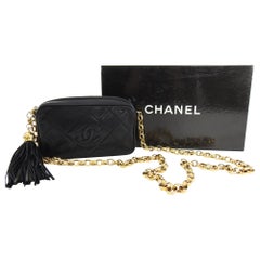 Chanel Vintage 1991 Mini Black Lambskin CC Camera Bag