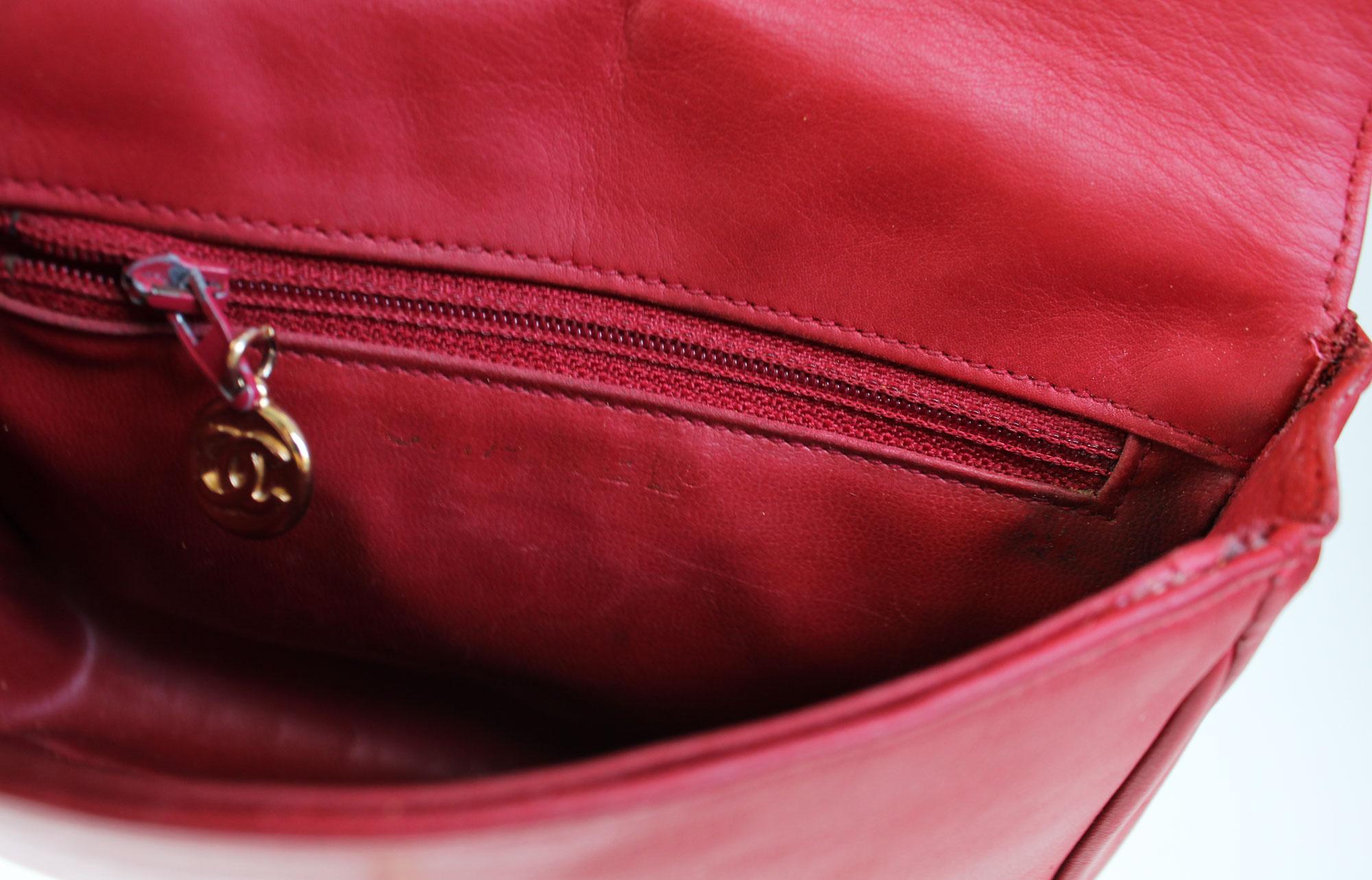 Chanel Vintage 1991 Rare Red Triple Cc Logos Waist Belt Fanny Pack Bum Bag  For Sale 2