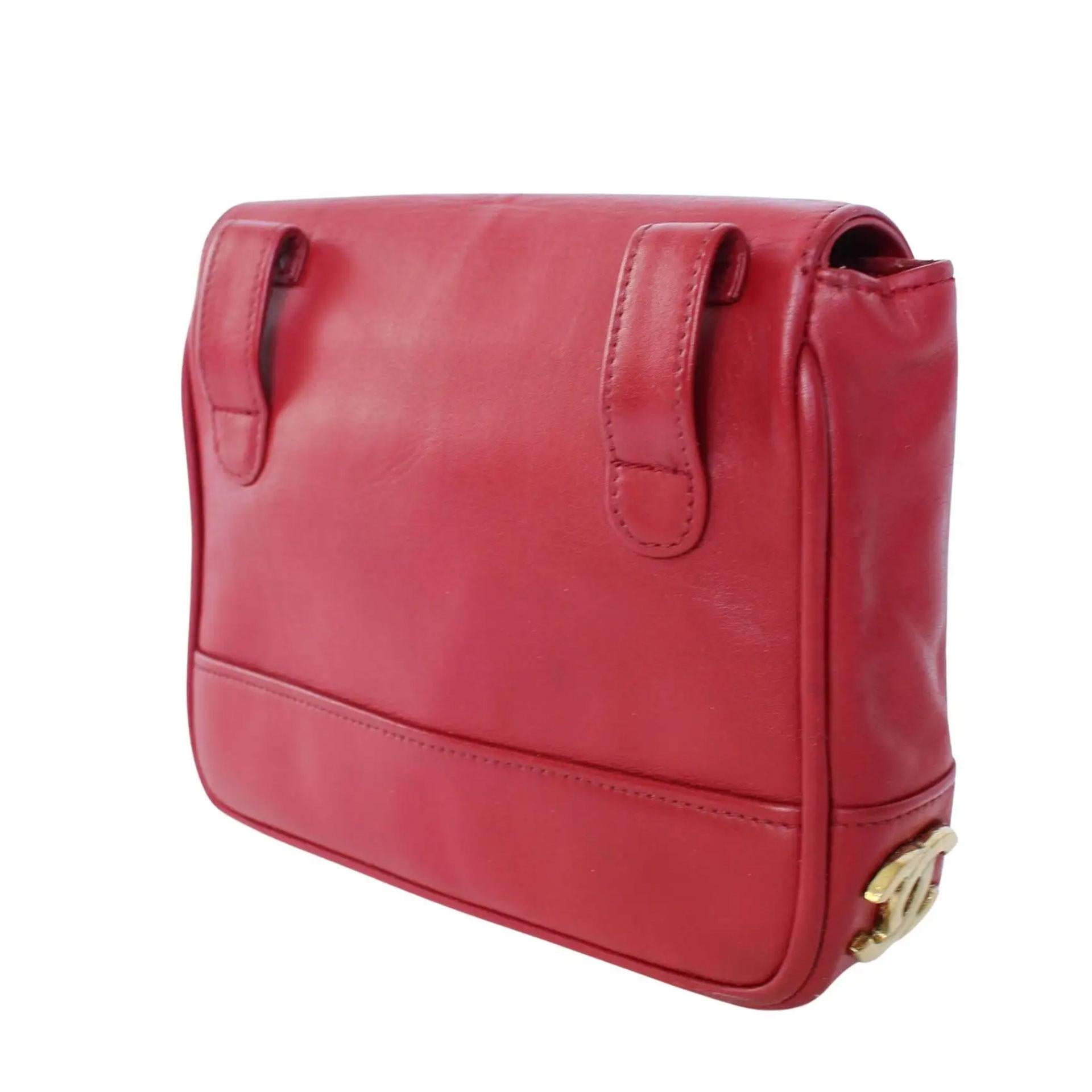 Chanel Vintage 1991 Rare Red Triple Cc Logos Waist Belt Fanny Pack Bum Bag  For Sale 5