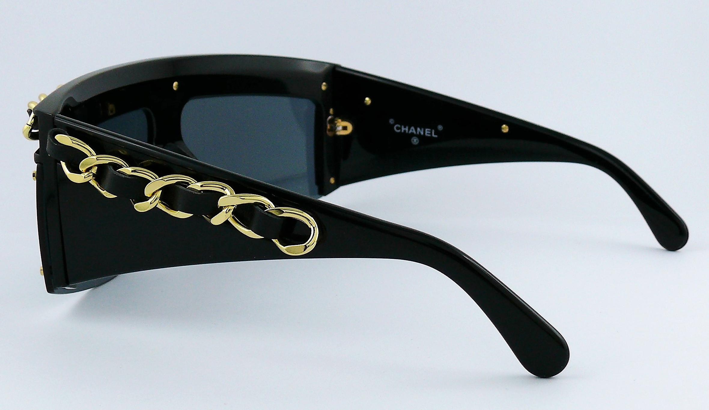 Chanel Vintage 1992 Iconic Leather Chain Sunglasses 2