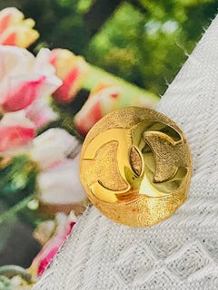 Chanel Vintage 1992 Logo CC Abnormal Round Oval Coco Relief Glow Domed Brooch